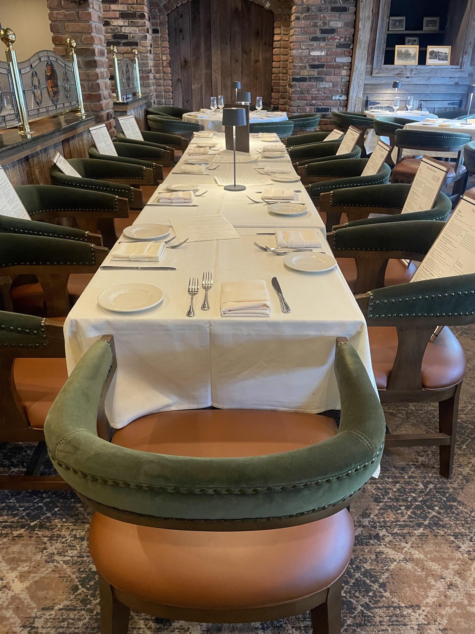 Round table set in the main dining room