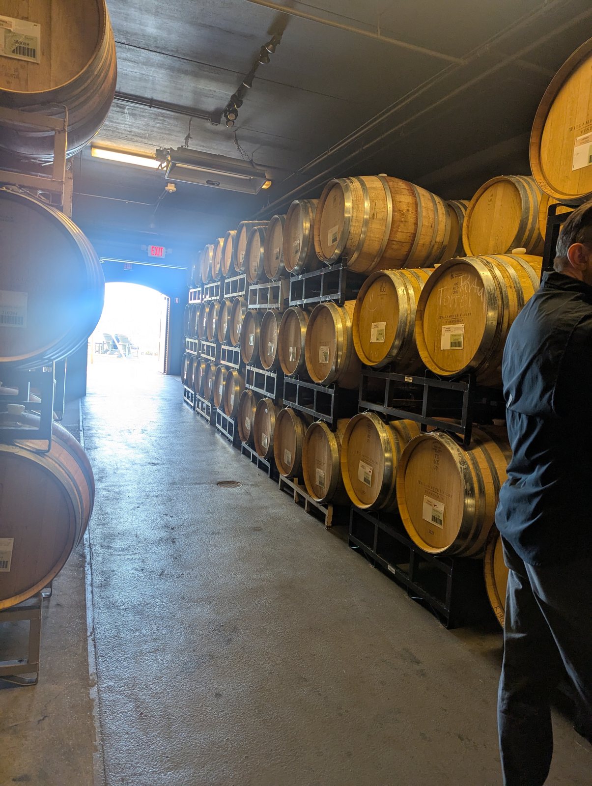 In the barrel room.